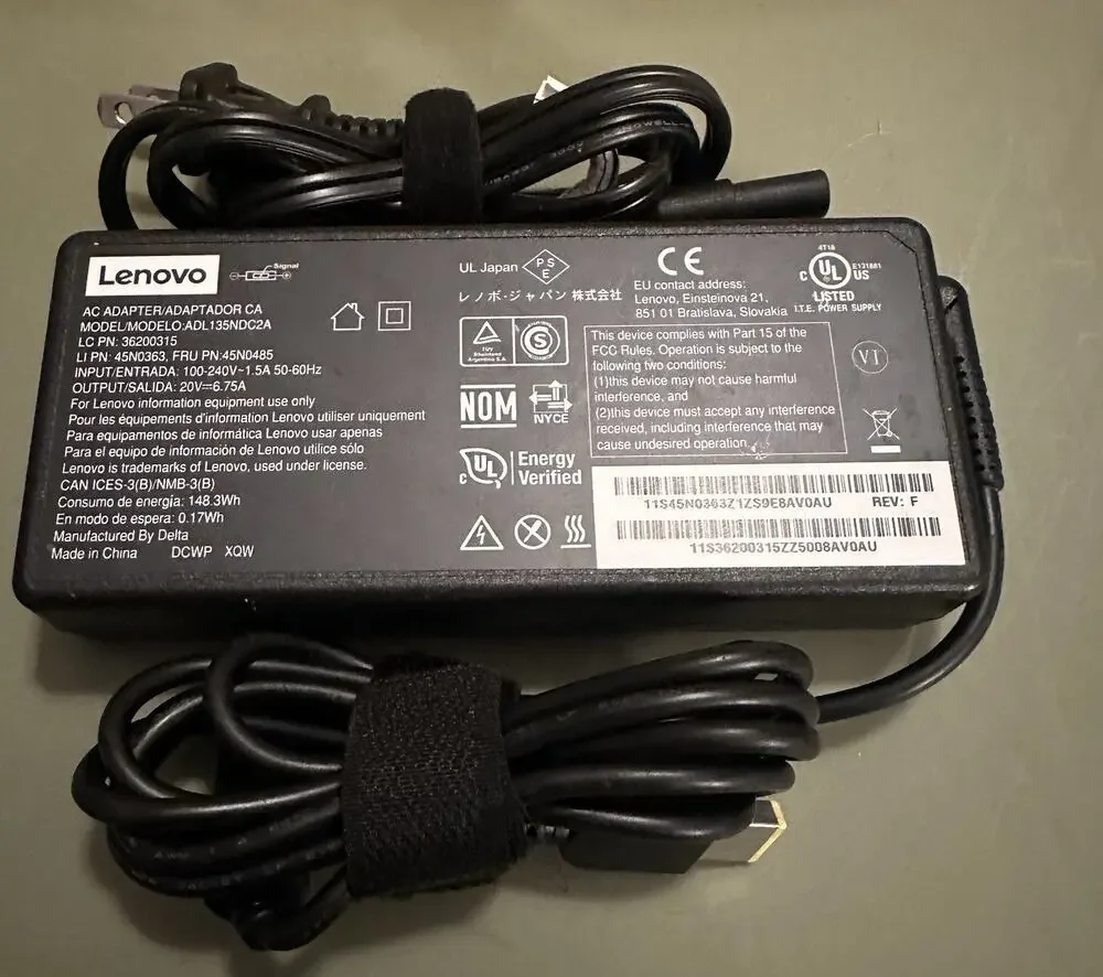 LENOVO ADL135NDC2A 20V 6.75A 135W Genuine Original AC Power Adapter Charger